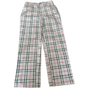 Brixton pants Victory straight plaid trouser women size 27 ivory red blue green